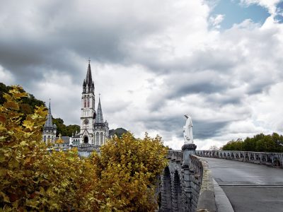 The Sanctuary of Our Lady of Lourdes or the Domain. France.